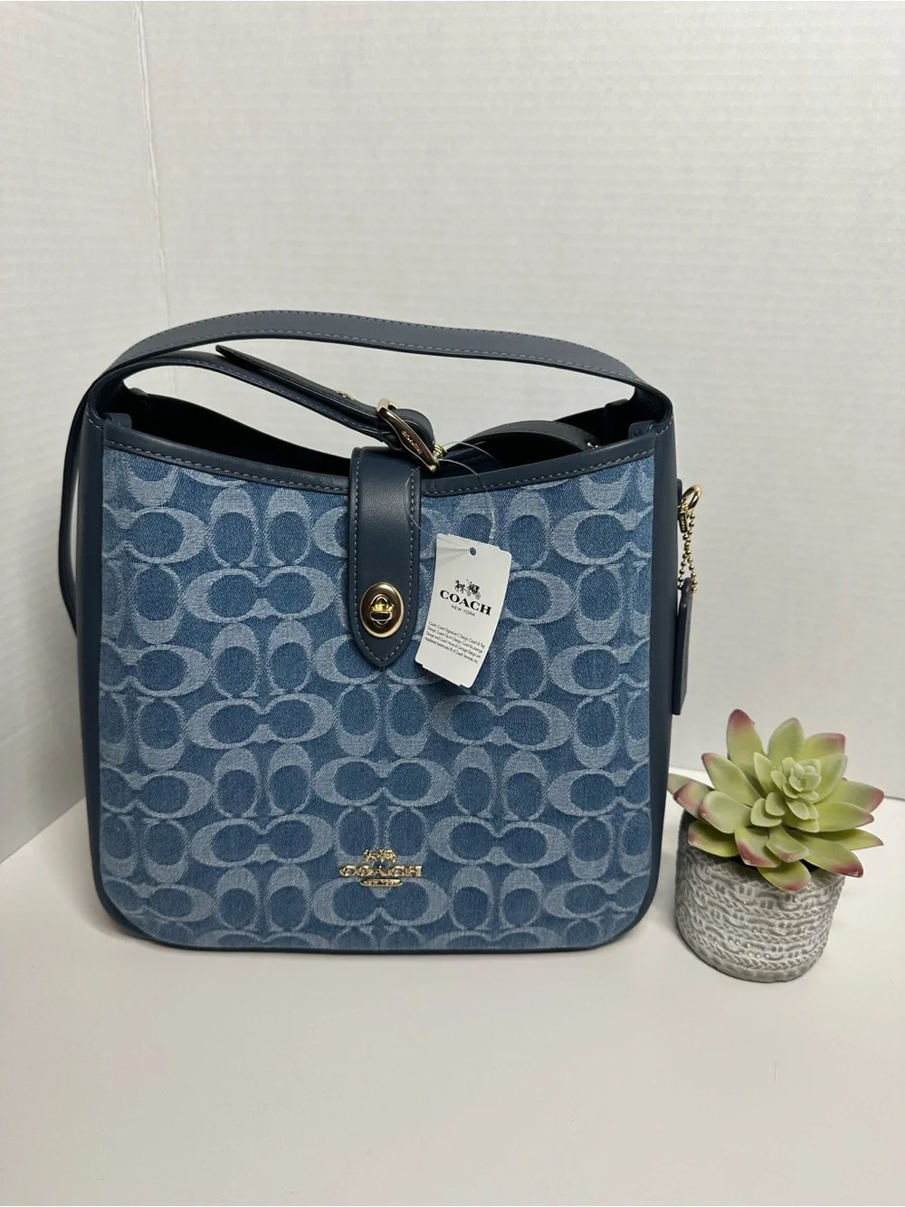 Coach Denim Signature Shoulder Bag in Blue